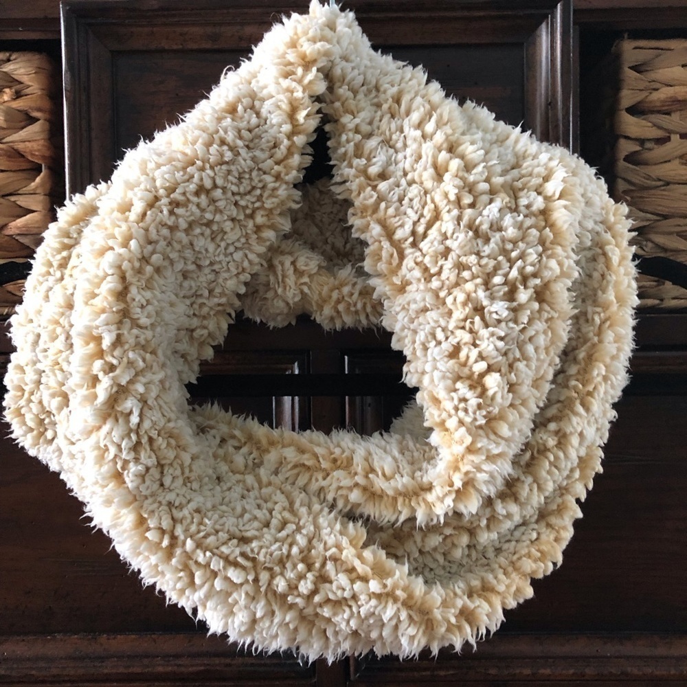 Tan & cream Faux Fur single infinity scarf